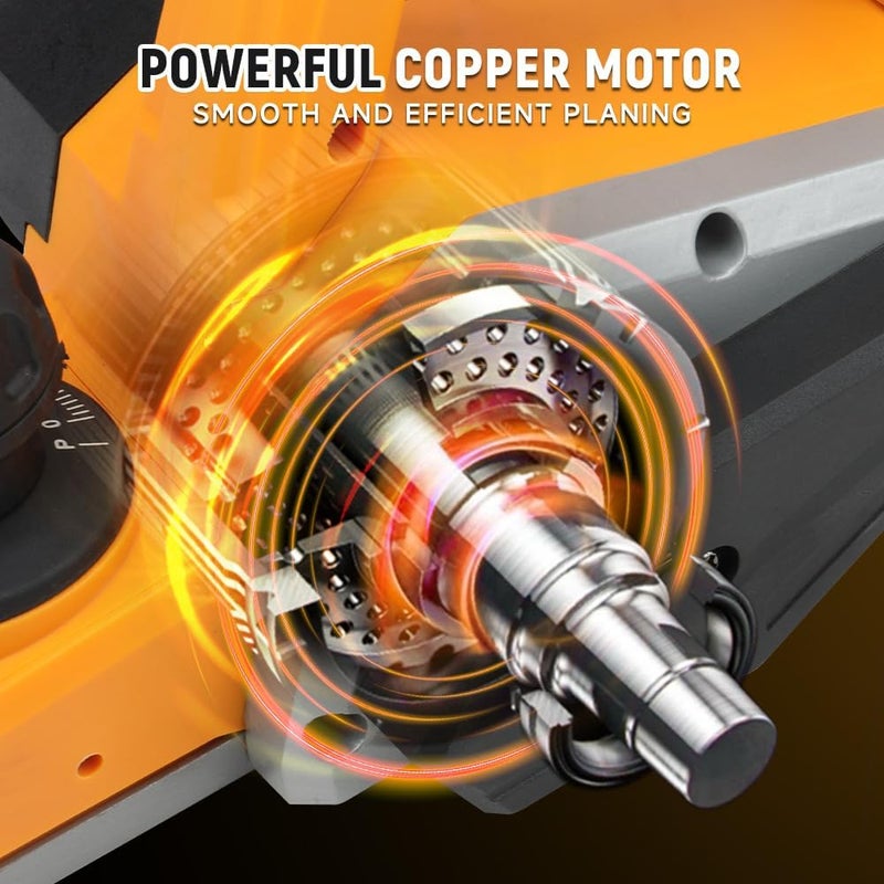 HOTECHE 3-1/4-Inch 6-Amp Electric Hand Planer for woodworking – High-Speed Corded Wood Planer with TCT Blade, Copper Motor, and Complete Accessory Kit - Image 3